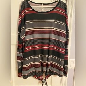 3X Black, Gray, and Burgundy Strip Long Sleeve